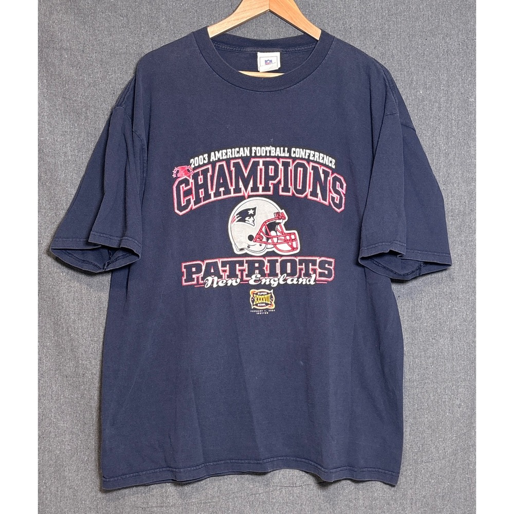 Vintage New England Patriots 2003 AFC Champions Super Bowl XXXVIII T-Shirt XL